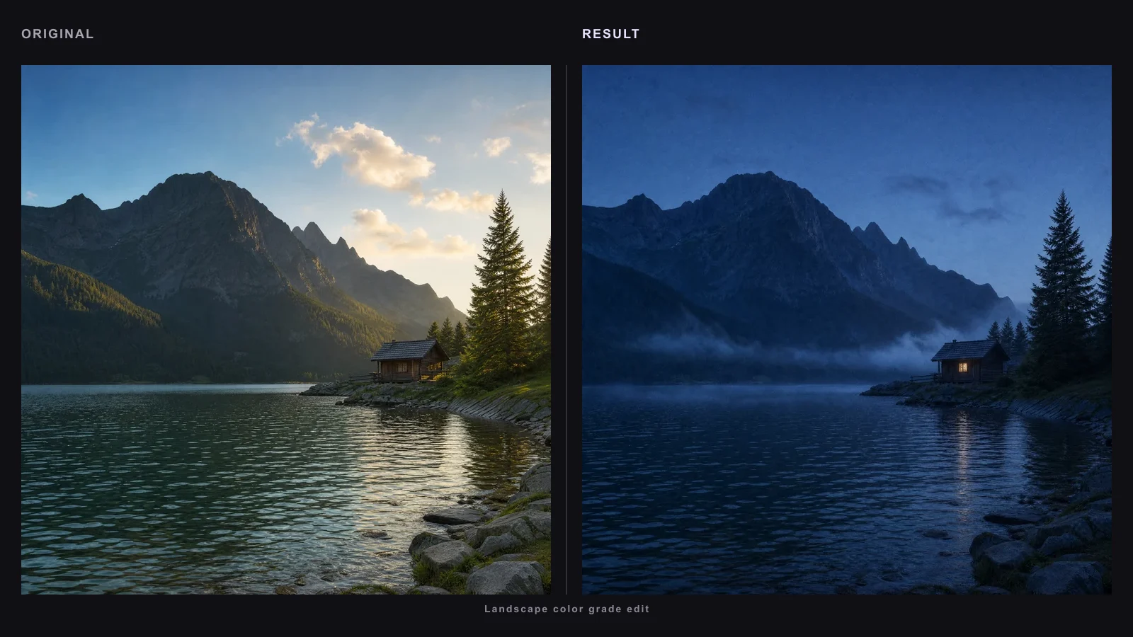 Landscape color grade image-to-image prompt example image